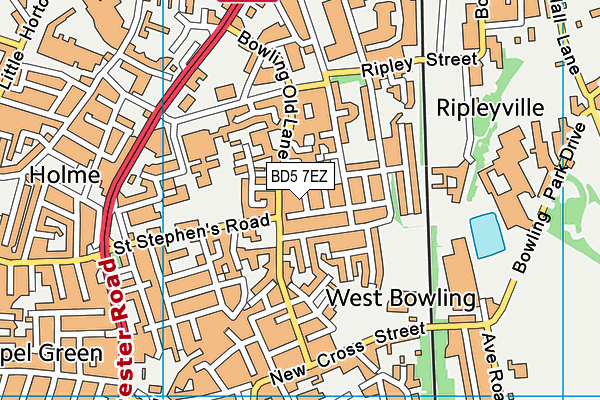 BD5 7EZ map - OS VectorMap District (Ordnance Survey)