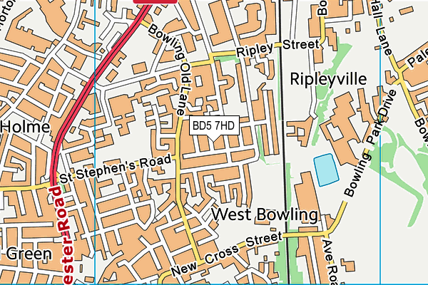 BD5 7HD map - OS VectorMap District (Ordnance Survey)