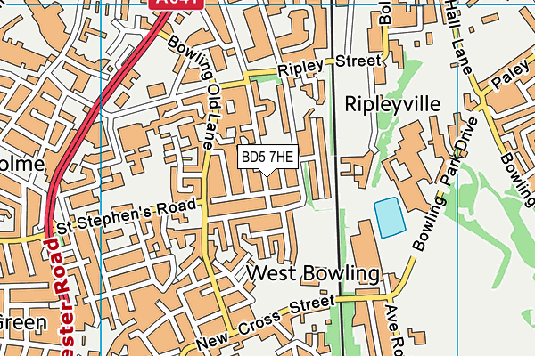 BD5 7HE map - OS VectorMap District (Ordnance Survey)