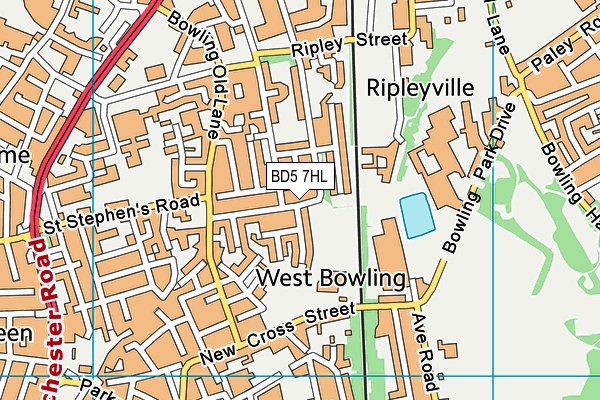 BD5 7HL map - OS VectorMap District (Ordnance Survey)