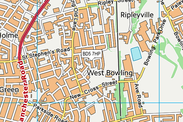 BD5 7HP map - OS VectorMap District (Ordnance Survey)
