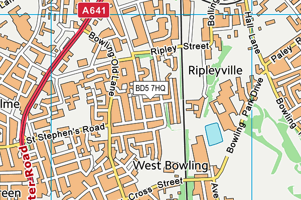 BD5 7HQ map - OS VectorMap District (Ordnance Survey)