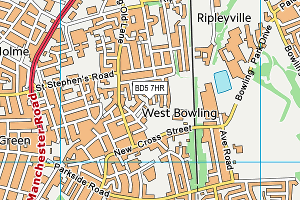 BD5 7HR map - OS VectorMap District (Ordnance Survey)