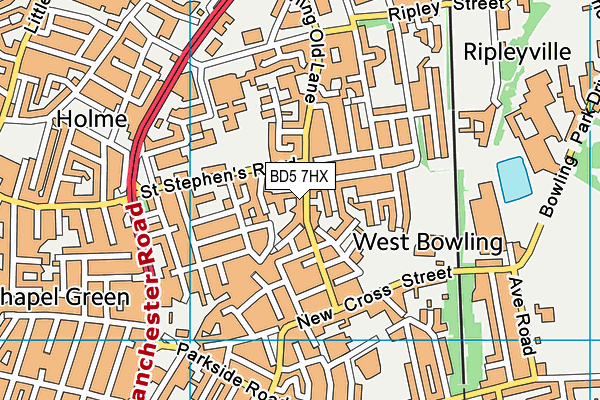 BD5 7HX map - OS VectorMap District (Ordnance Survey)