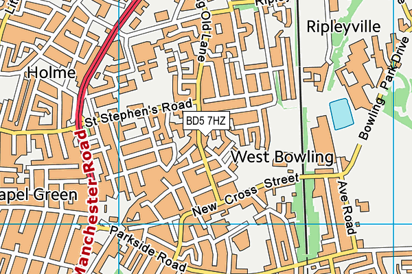 BD5 7HZ map - OS VectorMap District (Ordnance Survey)