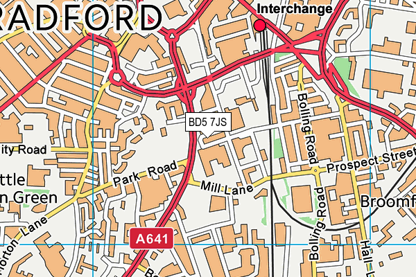 BD5 7JS map - OS VectorMap District (Ordnance Survey)