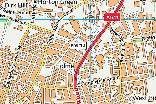 BD5 7LJ map - OS VectorMap District (Ordnance Survey)