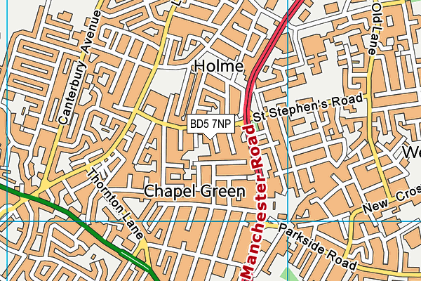 BD5 7NP map - OS VectorMap District (Ordnance Survey)