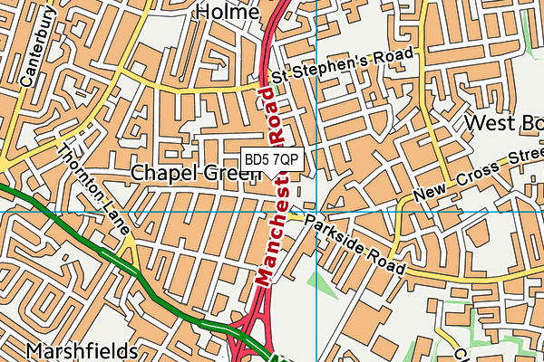 BD5 7QP map - OS VectorMap District (Ordnance Survey)