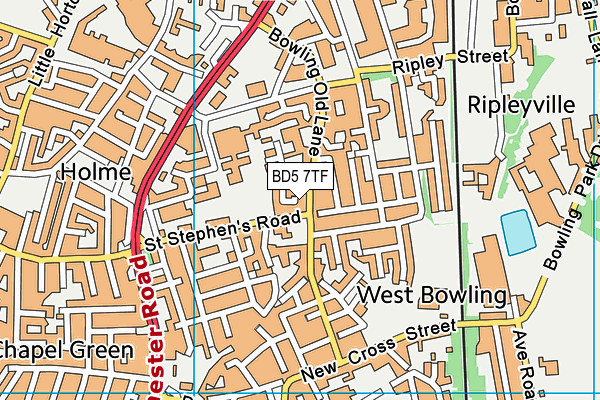 BD5 7TF map - OS VectorMap District (Ordnance Survey)