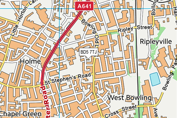 BD5 7TJ map - OS VectorMap District (Ordnance Survey)