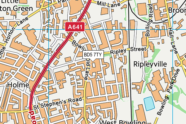 BD5 7TY map - OS VectorMap District (Ordnance Survey)