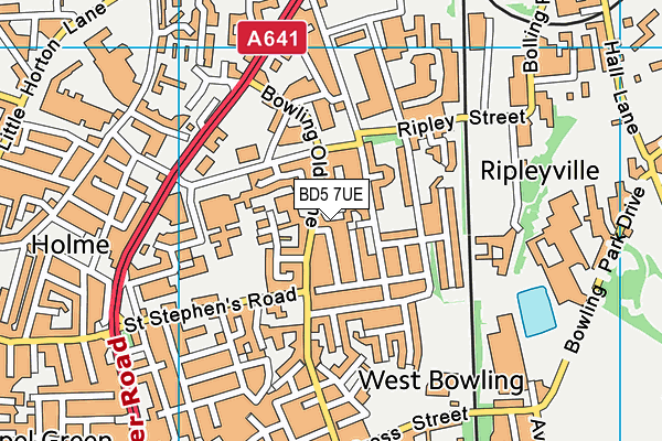 BD5 7UE map - OS VectorMap District (Ordnance Survey)