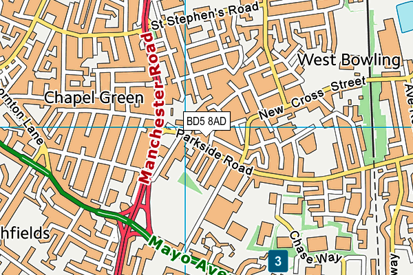 BD5 8AD map - OS VectorMap District (Ordnance Survey)