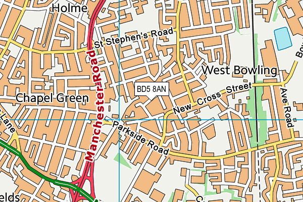 BD5 8AN map - OS VectorMap District (Ordnance Survey)