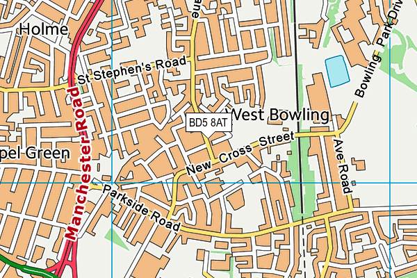 BD5 8AT map - OS VectorMap District (Ordnance Survey)