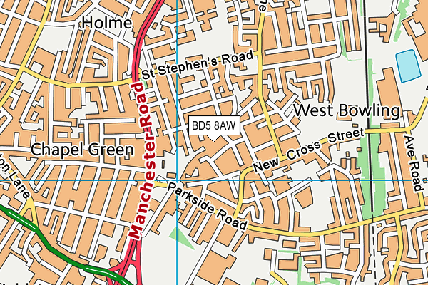 BD5 8AW map - OS VectorMap District (Ordnance Survey)