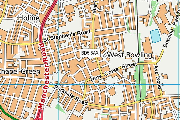 BD5 8AX map - OS VectorMap District (Ordnance Survey)