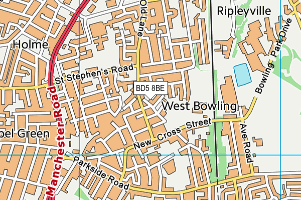 BD5 8BE map - OS VectorMap District (Ordnance Survey)