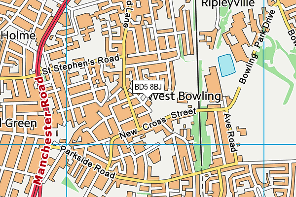 BD5 8BJ map - OS VectorMap District (Ordnance Survey)