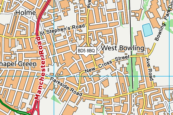 BD5 8BQ map - OS VectorMap District (Ordnance Survey)