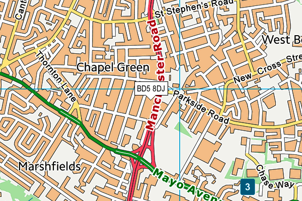 BD5 8DJ map - OS VectorMap District (Ordnance Survey)