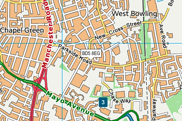 BD5 8EG map - OS VectorMap District (Ordnance Survey)