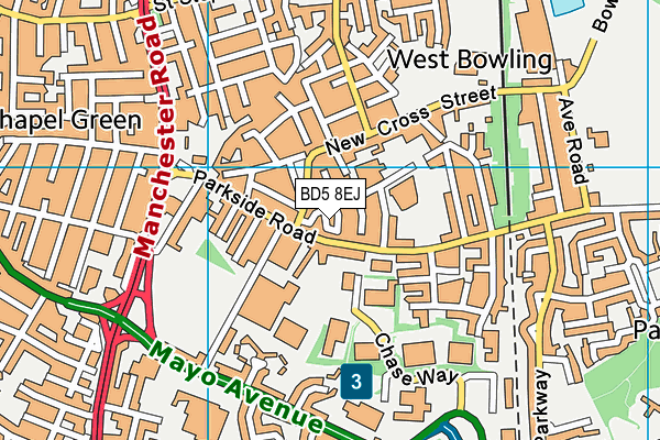 BD5 8EJ map - OS VectorMap District (Ordnance Survey)