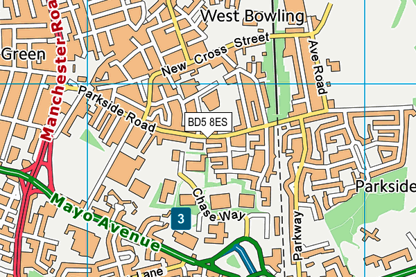 BD5 8ES map - OS VectorMap District (Ordnance Survey)