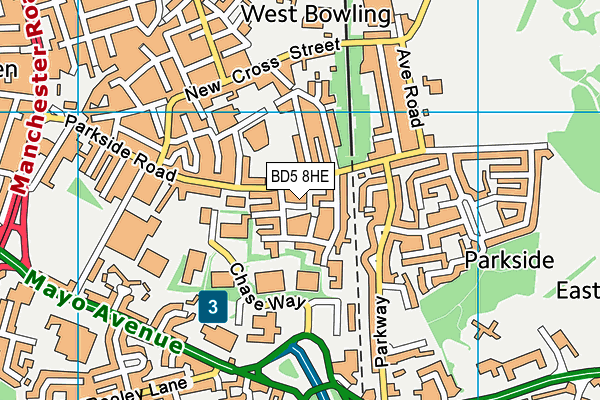 BD5 8HE map - OS VectorMap District (Ordnance Survey)