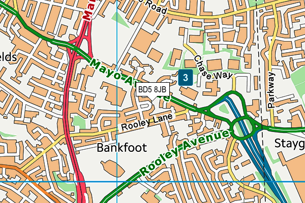 BD5 8JB map - OS VectorMap District (Ordnance Survey)