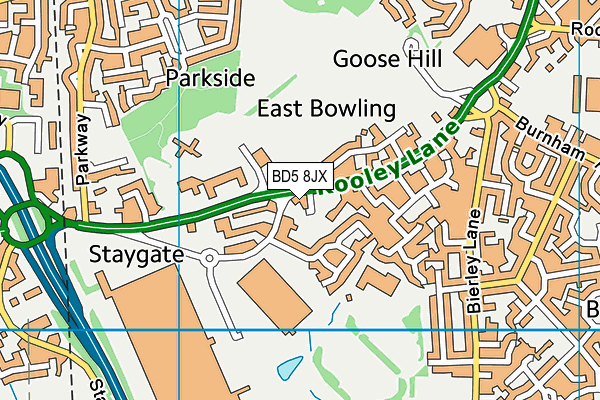 BD5 8JX map - OS VectorMap District (Ordnance Survey)