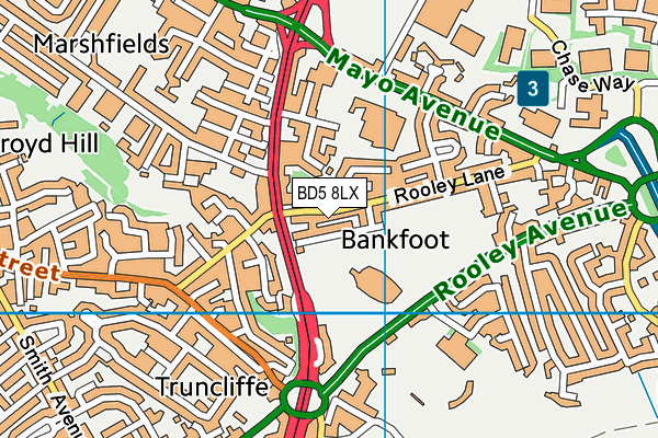 BD5 8LX map - OS VectorMap District (Ordnance Survey)