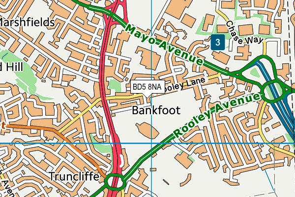 BD5 8NA map - OS VectorMap District (Ordnance Survey)