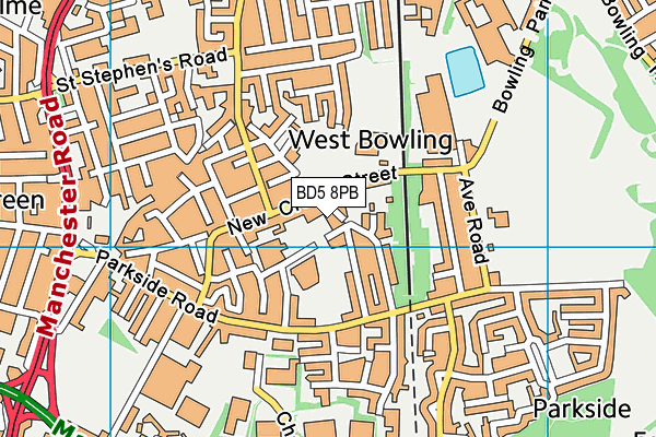 BD5 8PB map - OS VectorMap District (Ordnance Survey)