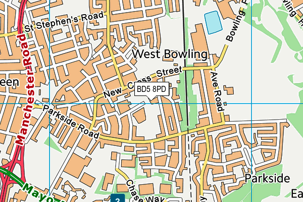 BD5 8PD map - OS VectorMap District (Ordnance Survey)