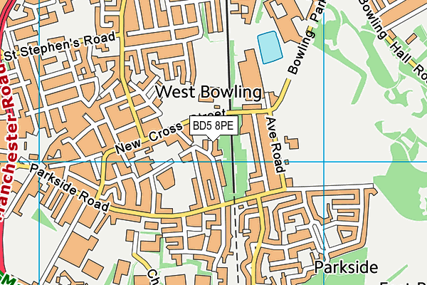 BD5 8PE map - OS VectorMap District (Ordnance Survey)