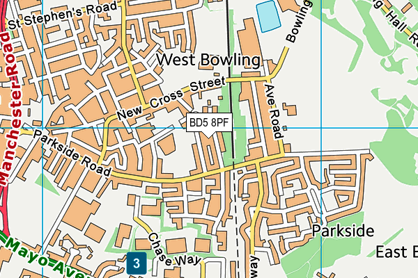 BD5 8PF map - OS VectorMap District (Ordnance Survey)