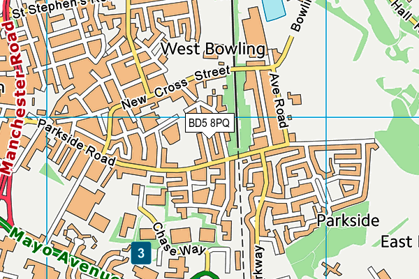 BD5 8PQ map - OS VectorMap District (Ordnance Survey)