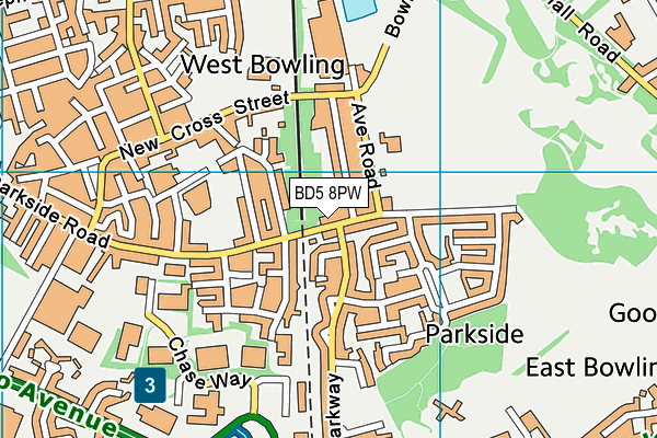 BD5 8PW map - OS VectorMap District (Ordnance Survey)