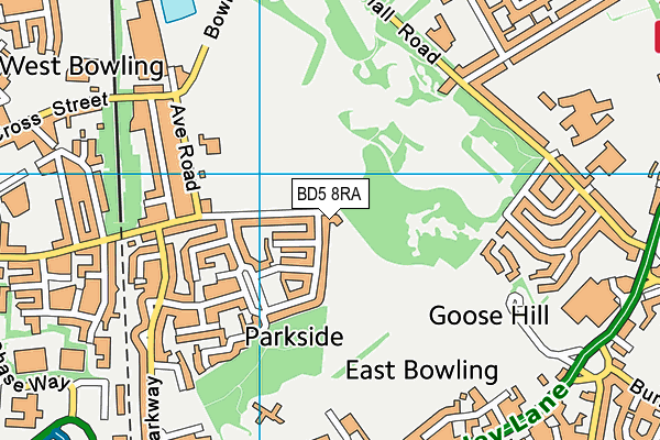 BD5 8RA map - OS VectorMap District (Ordnance Survey)