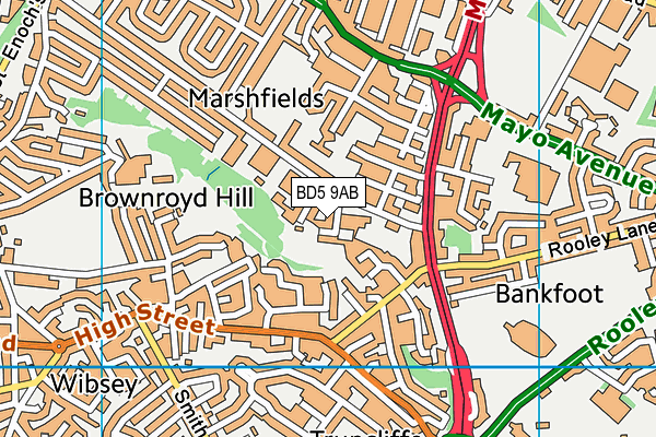 BD5 9AB map - OS VectorMap District (Ordnance Survey)