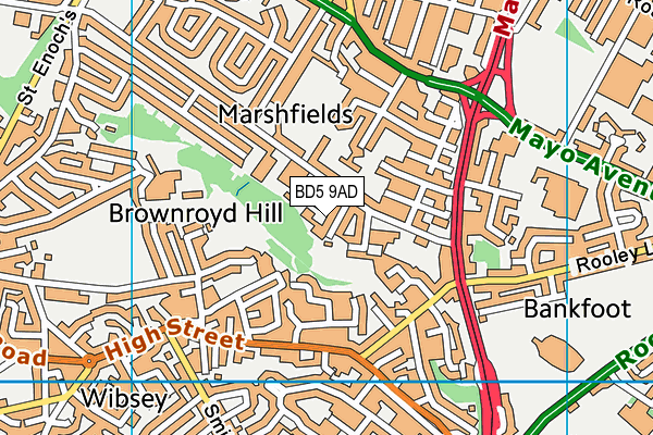 BD5 9AD map - OS VectorMap District (Ordnance Survey)