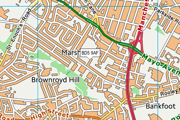 BD5 9AF map - OS VectorMap District (Ordnance Survey)