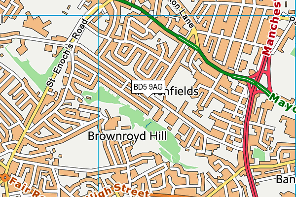 BD5 9AG map - OS VectorMap District (Ordnance Survey)