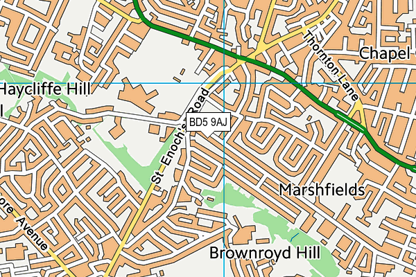 BD5 9AJ map - OS VectorMap District (Ordnance Survey)