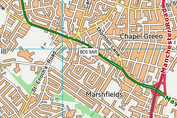 BD5 9AR map - OS VectorMap District (Ordnance Survey)