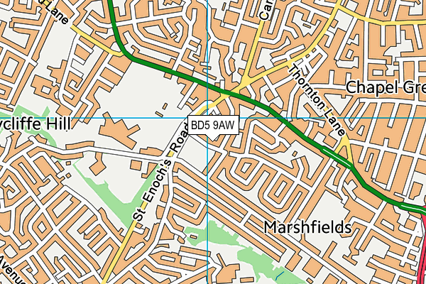 BD5 9AW map - OS VectorMap District (Ordnance Survey)