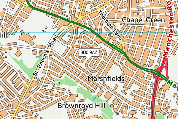 BD5 9AZ map - OS VectorMap District (Ordnance Survey)