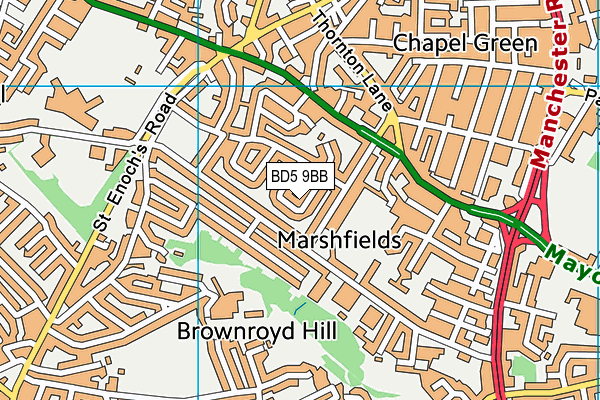 BD5 9BB map - OS VectorMap District (Ordnance Survey)